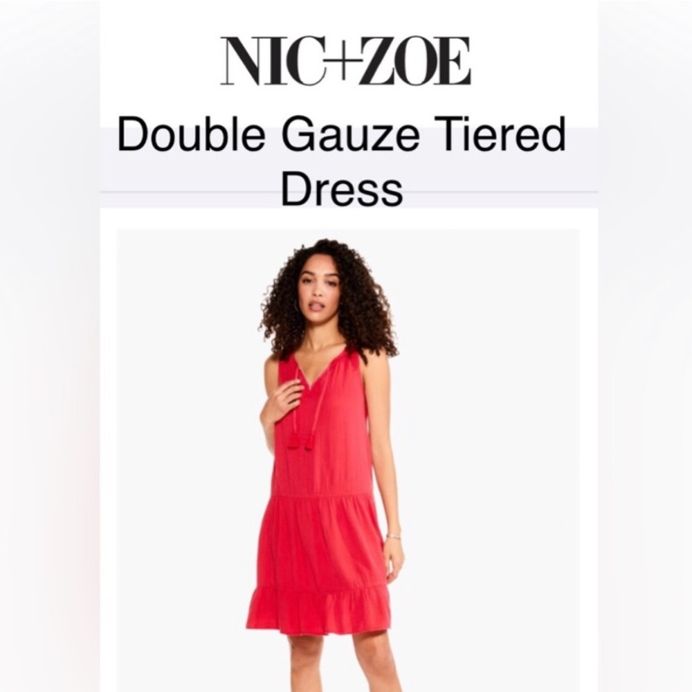 Neiman Marcus Red Double Gauze Tiered Midi Dress